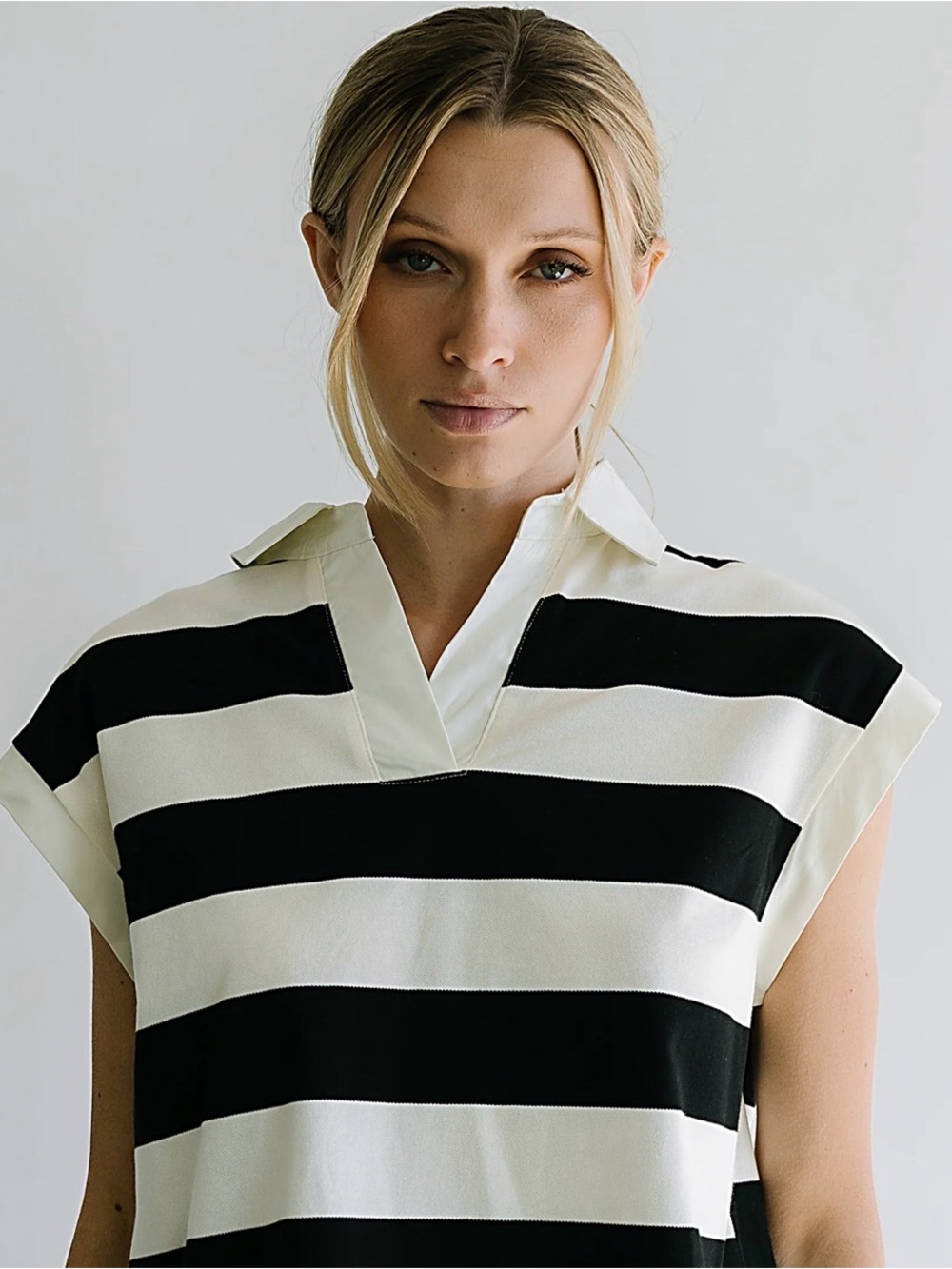 Böhme Ryan Striped Rugby Top Black White Collared XS